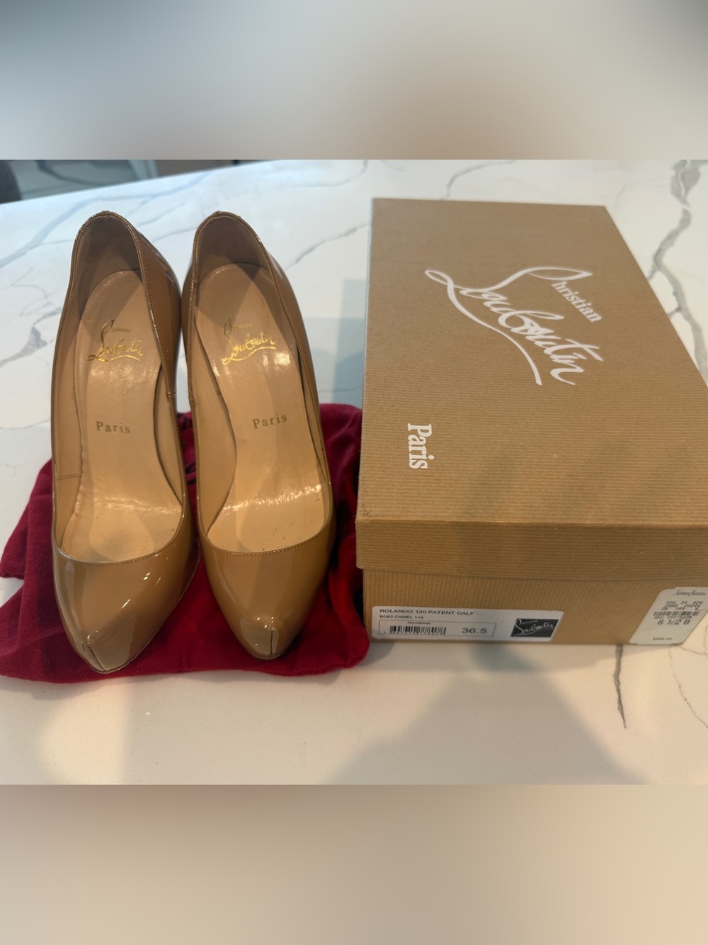 Christian Louboutin Rolando120 Nude Patent Platform Pump